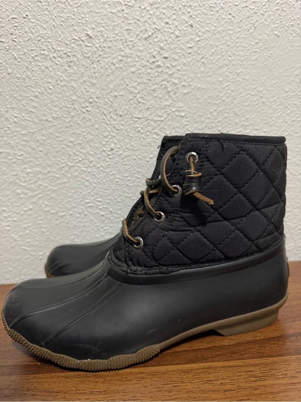 Sperry Black Quilted Duck Boots